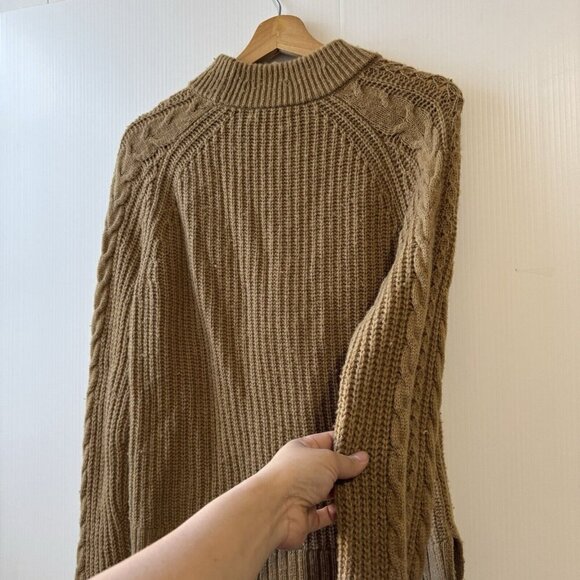 J.Crew Wool Blend Azra Pom Pom Cable Knit Mock Neck Sweater Size Small Tan - Picture 14 of 16